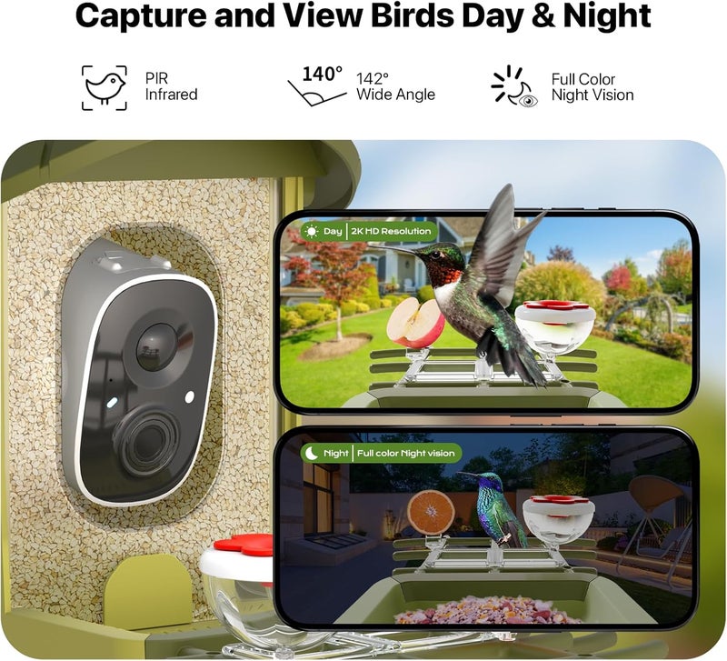 oddkont Smart Bird Feeder with Camera, Bird Feeder Camera 2K HD Record Video Live View with Solar Panel, AI Identify Species Auto Capture, Instant Arrival Alerts, Gift for Birds Lover - Image 4